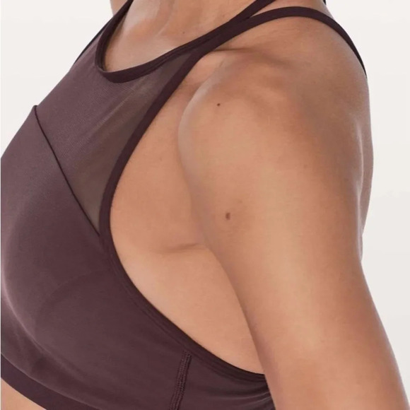 Lululemon sz 8 Get Set Bra Black Cherry great pre owned with pads strappy - Picture 1 of 11